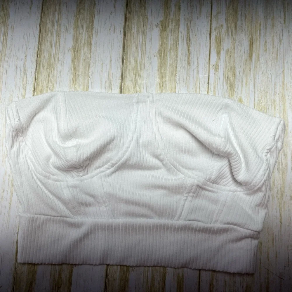Emma & Sam White Ribbed Tube Top Size M - Picture 1 of 5